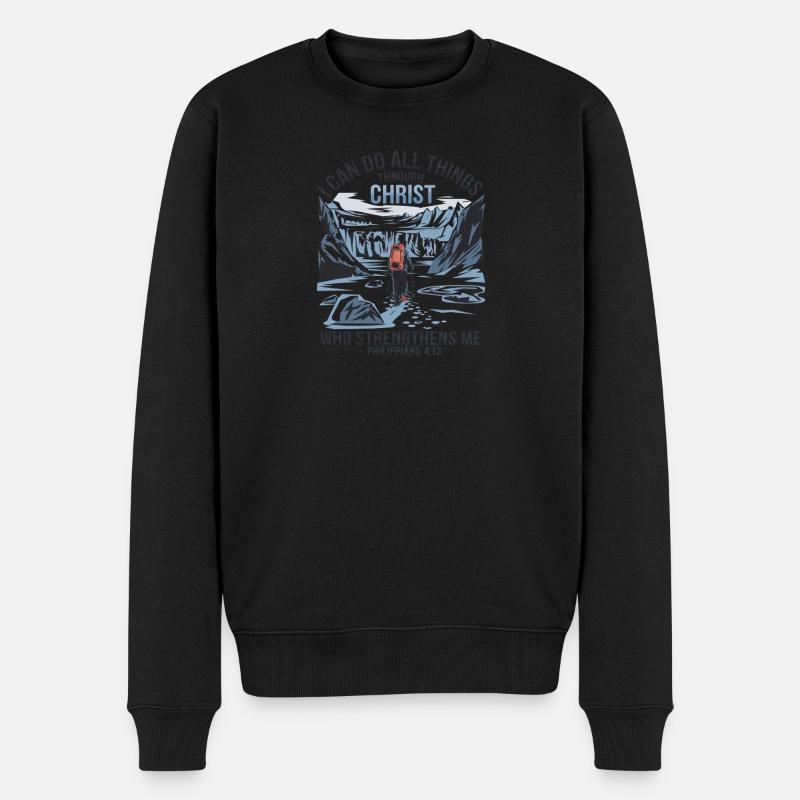 La force par le Christ Philippiens 4:13 - Pull Premium bio Homme - noir