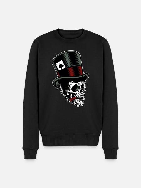 Skull with cylinder - Men's Premium Organic Jumper - black
