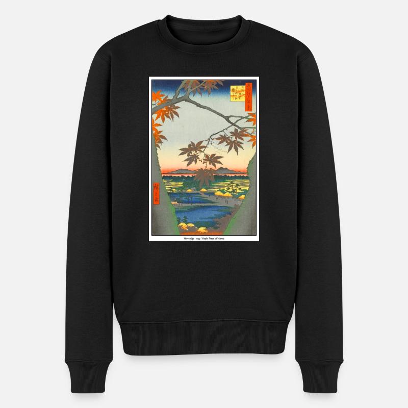Japanische Kunst Hiroshige - Männer Premium Bio Pullover - Schwarz