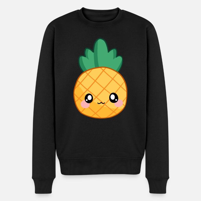 Süße Kawaii Ananas - Männer Premium Bio Pullover - Schwarz