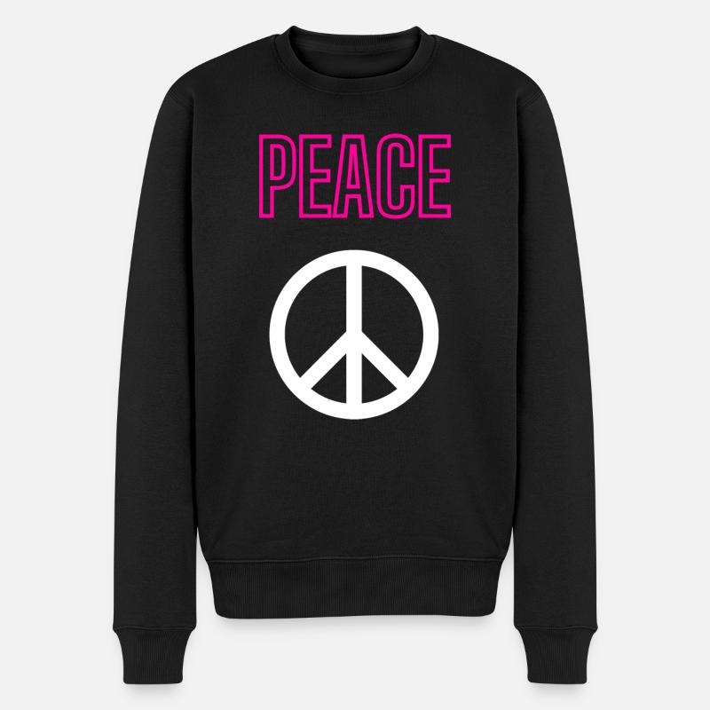 Peace - Hollow - Front only - Männer Premium Bio Pullover - Schwarz