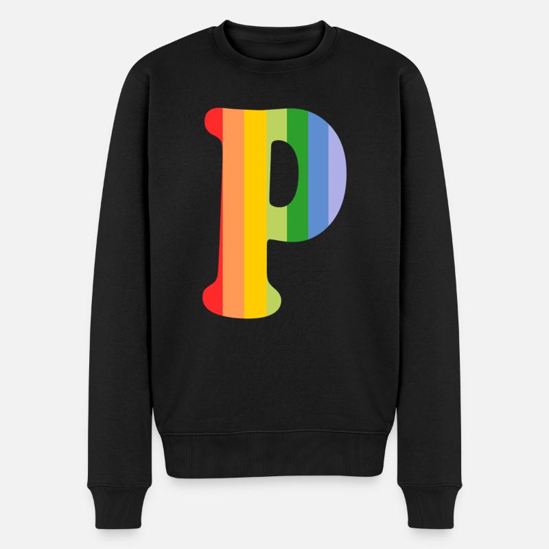 Buchstabe P Regenbogen - Männer Premium Bio Pullover - Schwarz