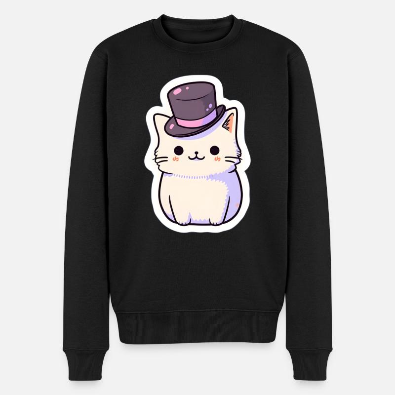 Kätzchen-Liebe - Männer Premium Bio Pullover - Schwarz