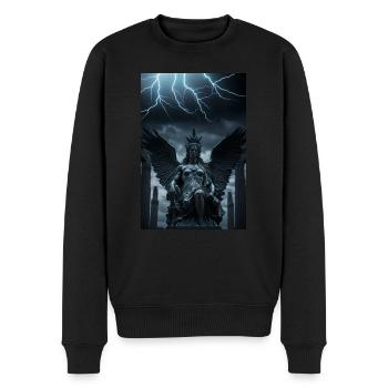 Gothic-Engel, für Fans von Gothic-Musik - Männer Premium Bio Pullover - Schwarz - Vorne - Nico (187cm)