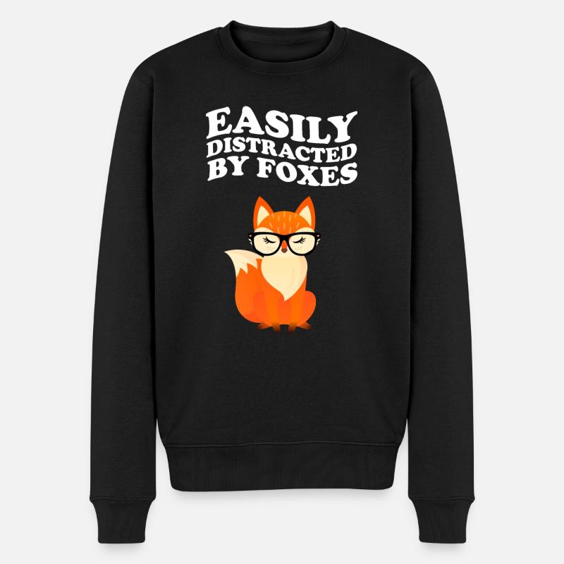 Easily Distracted By Foxes Fox - Männer Premium Bio Pullover - Schwarz
