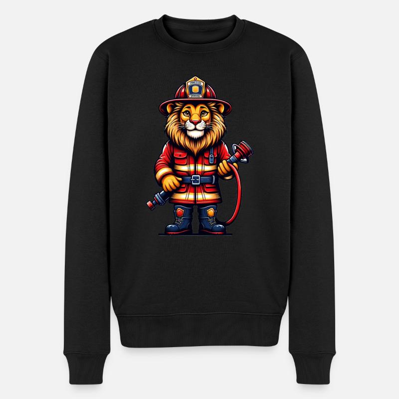 Pompier Lion mignon - Pull Premium bio Homme - noir