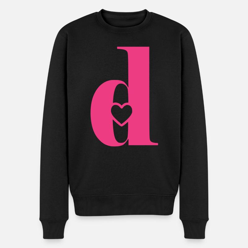 Buchstabe d Anfangsbuchstabe mit Herz - Männer Premium Bio Pullover - Schwarz