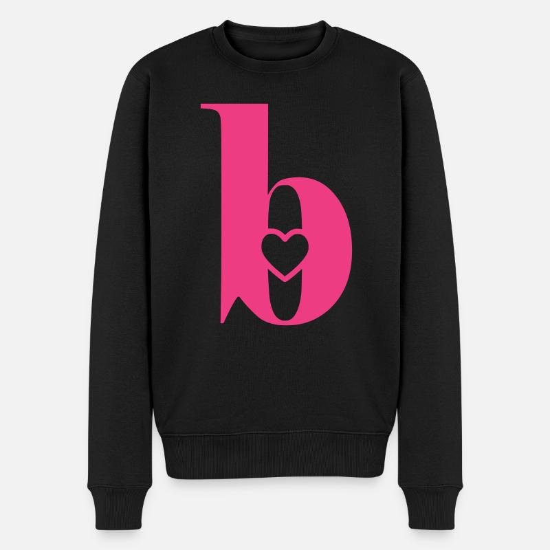 Buchstabe b Anfangsbuchstabe mit Herz - Männer Premium Bio Pullover - Schwarz