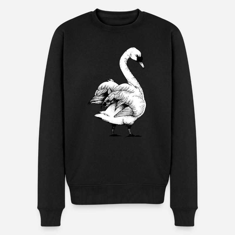 Schwan - Männer Premium Bio Pullover - Schwarz