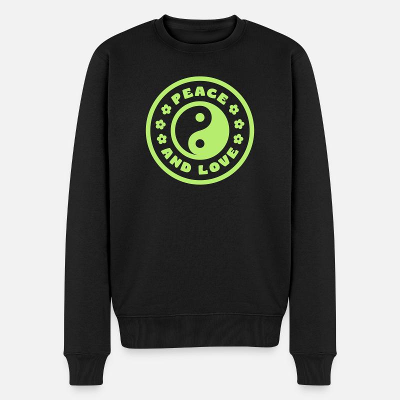 Peace and Love - Männer Premium Bio Pullover - Schwarz