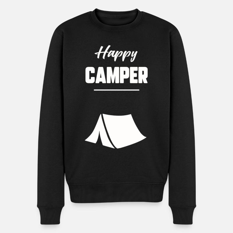 Glücklicher Camper - Männer Premium Bio Pullover - Schwarz