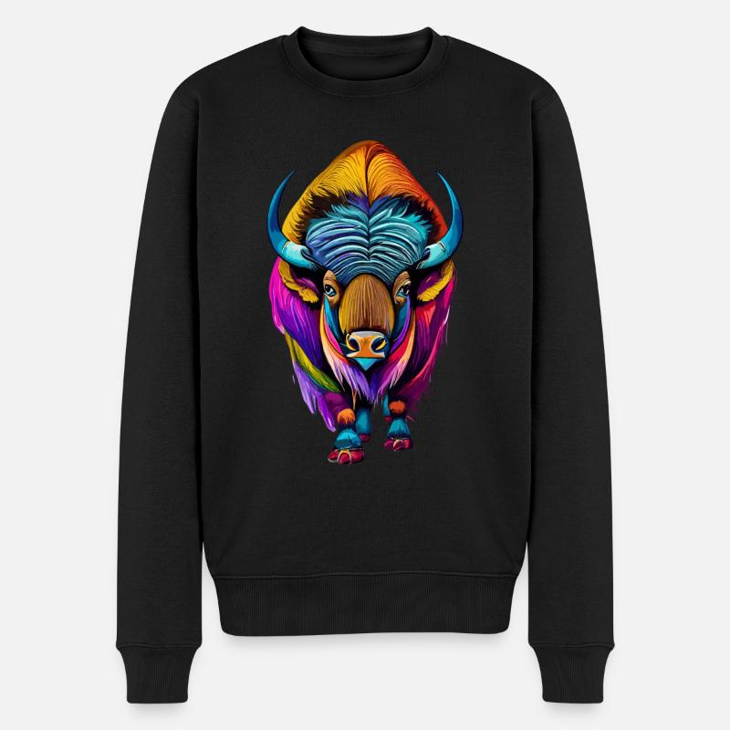 Bison - Männer Premium Bio Pullover - Schwarz