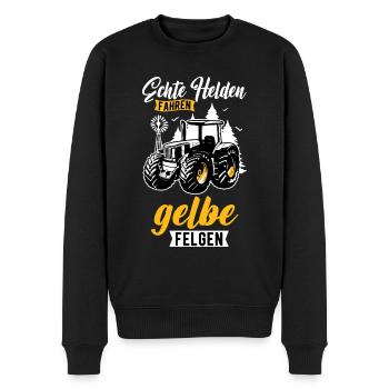Traktor Trecker Echte Helden Fahren Gelbe Felgen - Männer Premium Bio Pullover - Schwarz - Vorne - Nico (187cm)