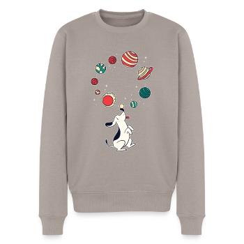 Lustiger Hund - Männer Premium Bio Pullover - Taupe - Vorne - Nico (187cm)