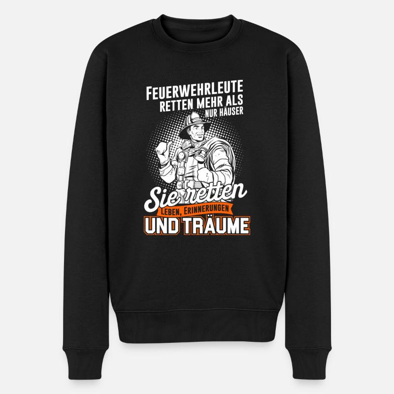 Feuerwehr Feuerwehrmann Feuerwehrfrau Träume - Männer Premium Bio Pullover - Schwarz
