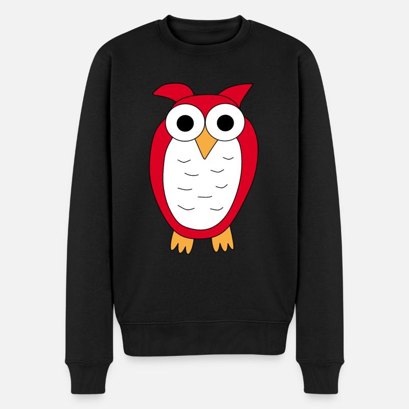 Eule rote Eule - Männer Premium Bio Pullover - Schwarz
