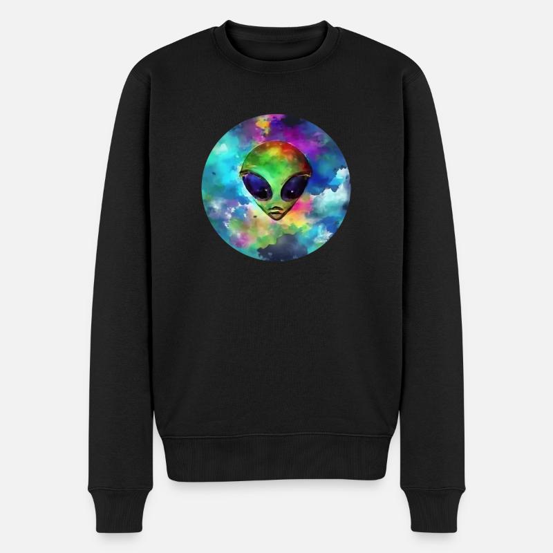 Tête d'Alien devant sa Planète - Pull Premium bio Homme - noir