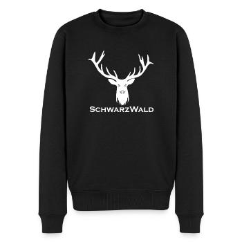Schwarzwald Hirsch - Uni weiss - Männer Premium Bio Pullover - Schwarz - Vorne - Nico (187cm)
