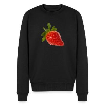 Erdbeere - Männer Premium Bio Pullover - Schwarz - Vorne - Nico (187cm)
