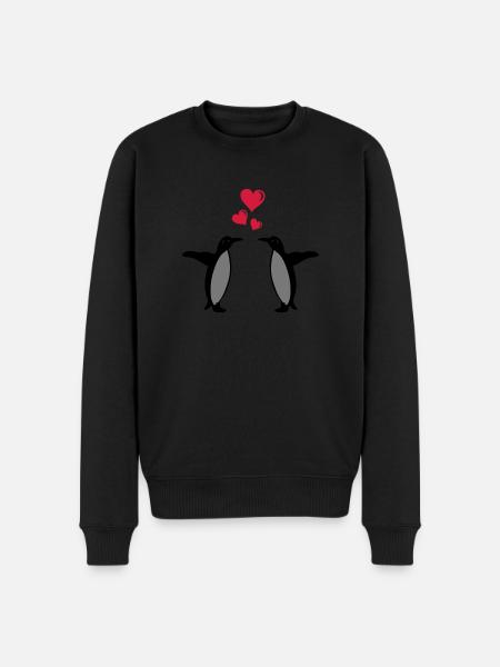 penguin in love - Men's Premium Organic Jumper - black