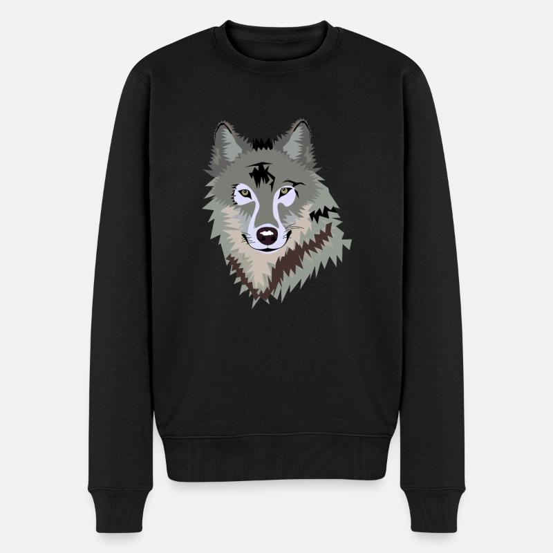 WOLF WÖLFE RUDEL GESCHENK T-SHIRT - Männer Premium Bio Pullover - Schwarz