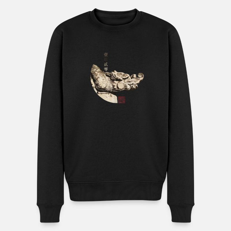 Chinesischer Drache im Himmelstempel_Chi 1420 - Männer Premium Bio Pullover - Schwarz