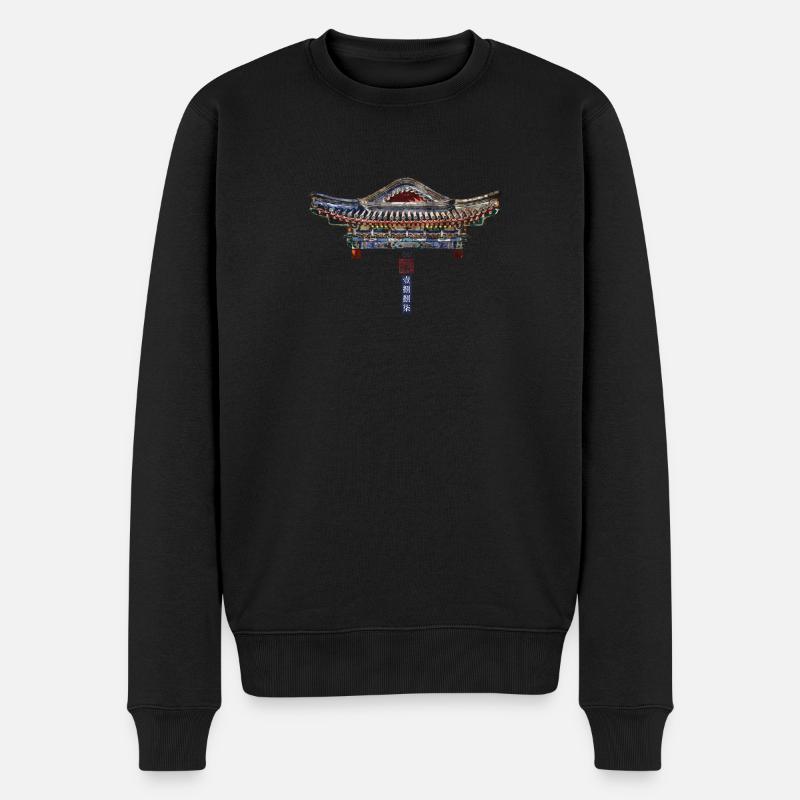 Chinesisch_Architektur im Beihai_Qinquan_1887 - Männer Premium Bio Pullover - Schwarz