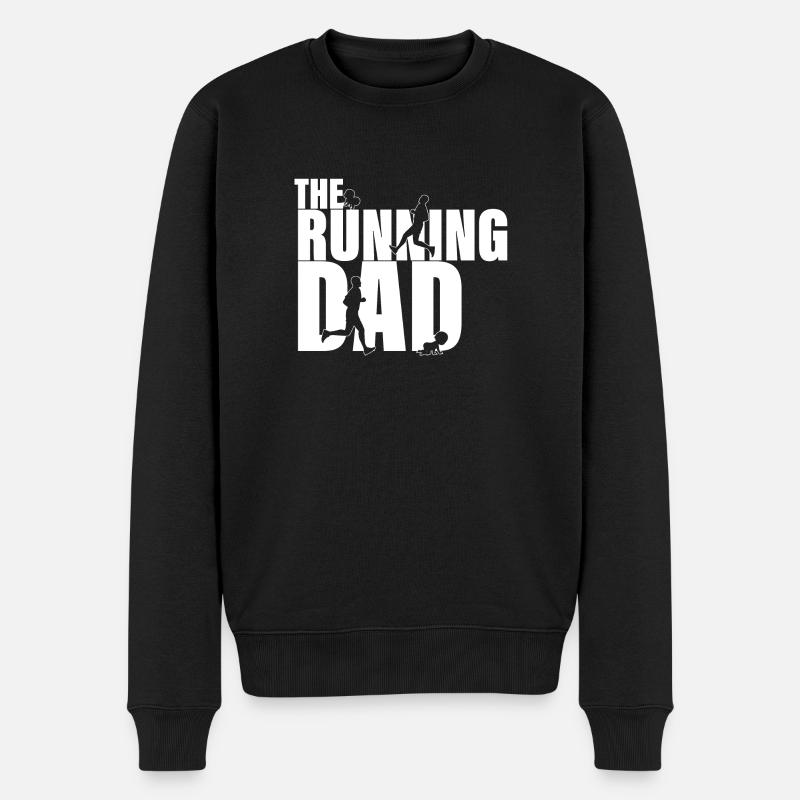 Daddy, der läuft - Männer Premium Bio Pullover - Schwarz