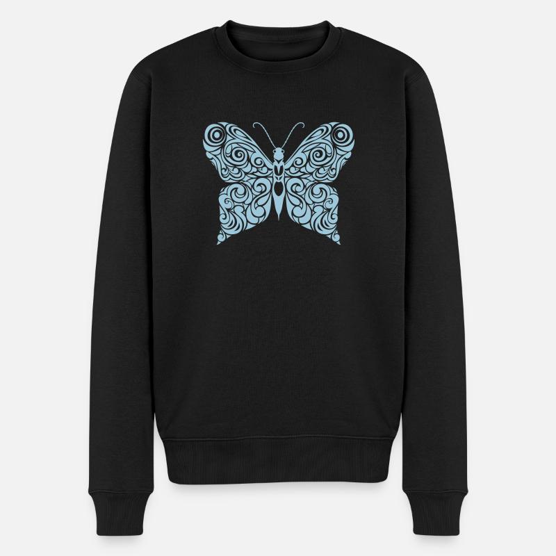 Schmetterling - Männer Premium Bio Pullover - Schwarz