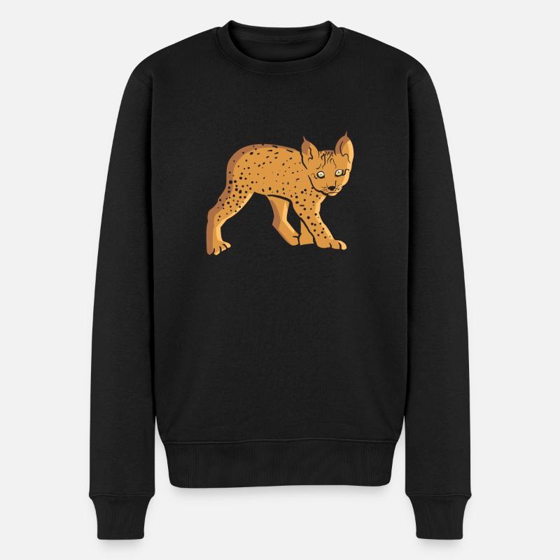 Süßer Baby Luchs ist eine Großkatze und Wildkatze - Männer Premium Bio Pullover - Schwarz