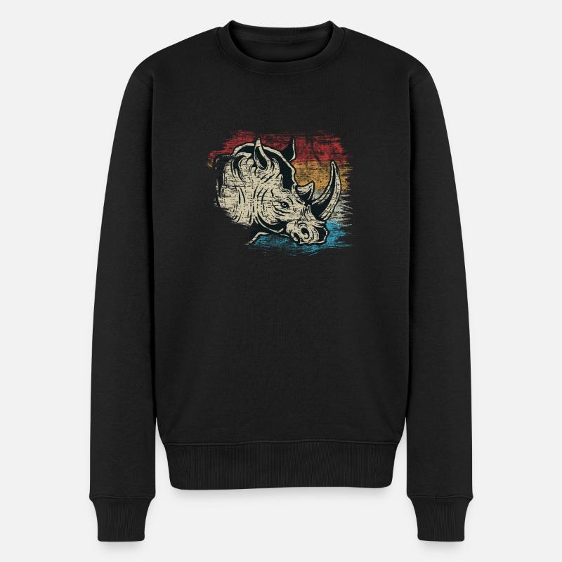 Nashorn - Männer Premium Bio Pullover - Schwarz