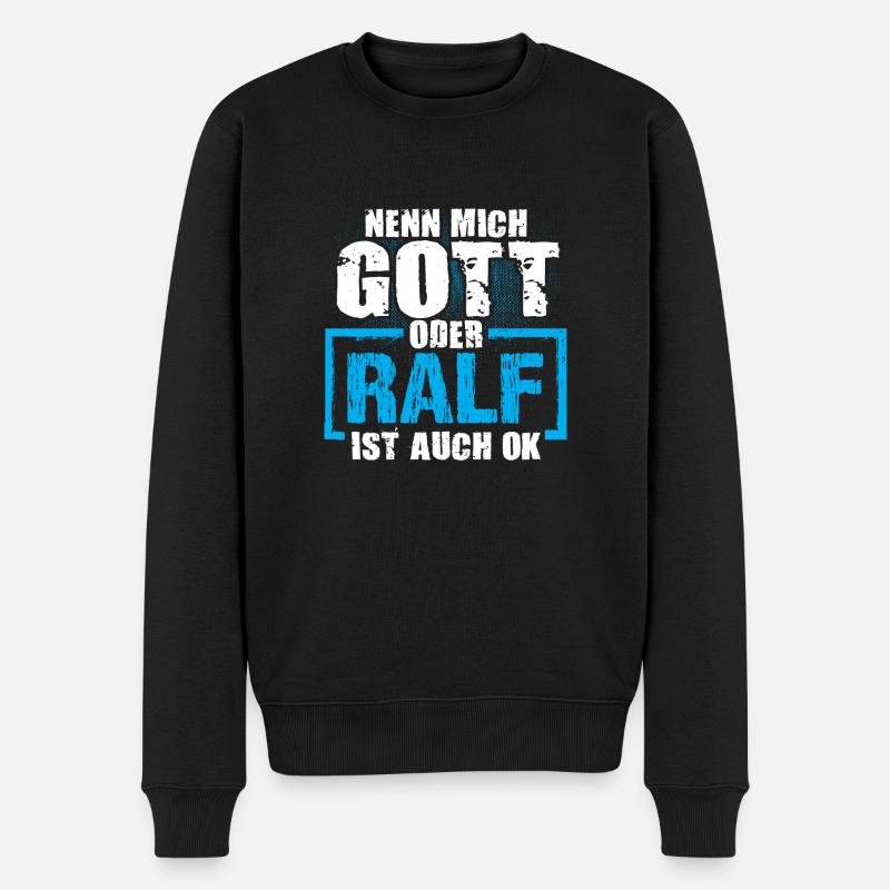 RALF - ok - Männer Premium Bio Pullover - Schwarz