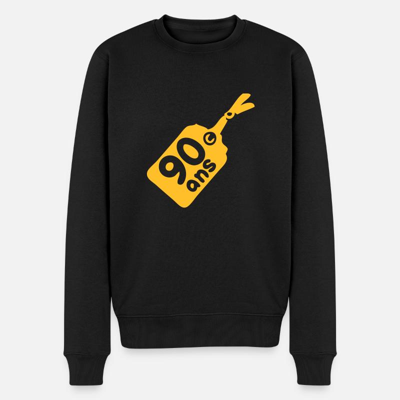 beschriften 90 Jahre - Männer Premium Bio Pullover - Schwarz