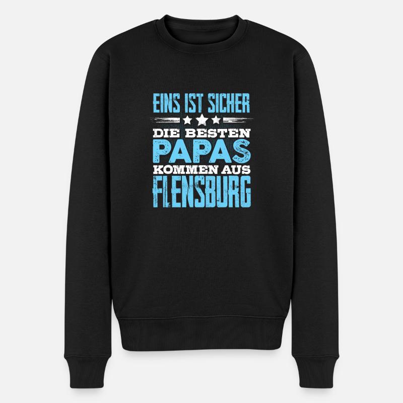 FLENSBURG - Papa - Männer Premium Bio Pullover - Schwarz