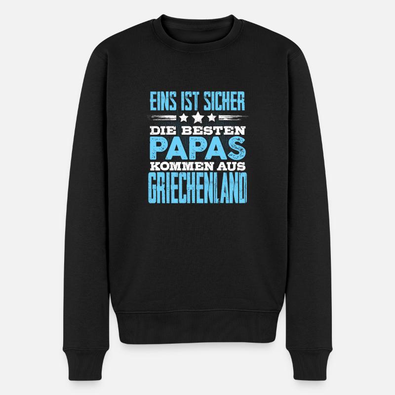 GRIECHENLAND - papa - Männer Premium Bio Pullover - Schwarz