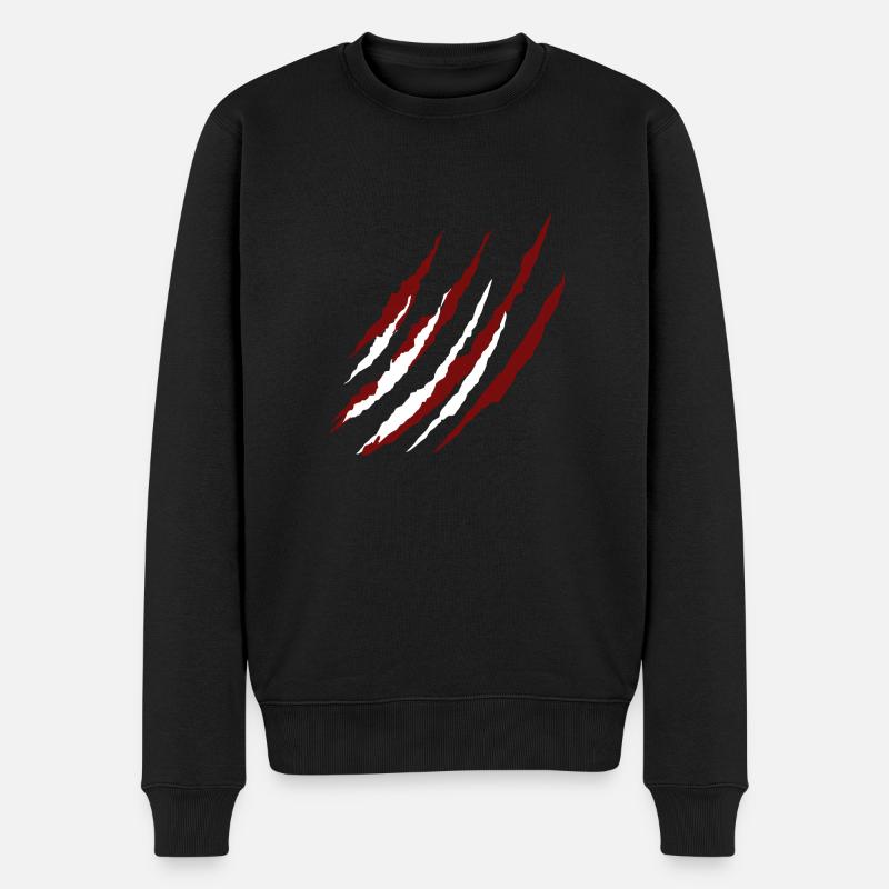 Kratzspuren - Schlitzer - Kratzer - Männer Premium Bio Pullover - Schwarz