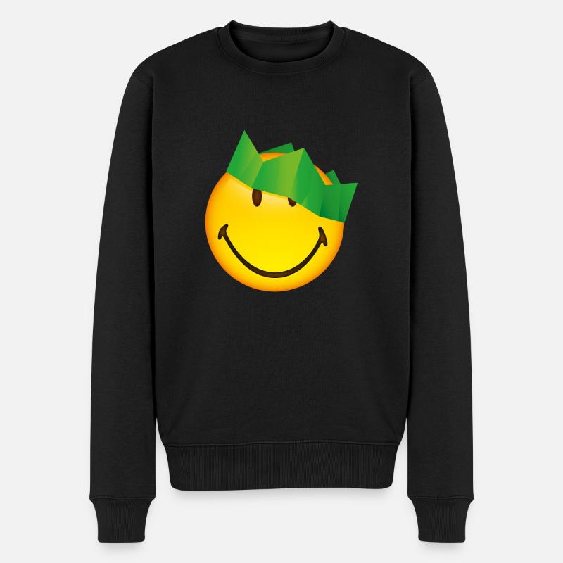 Smiley Green Crown - Ekologiczna męska bluza Premium - czarny