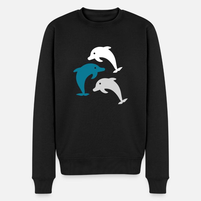 Delfin Dolphin - Männer Premium Bio Pullover - Schwarz