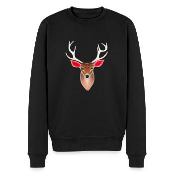 Hirschkopf im Herbst Hirsch Geweih Bock Reh Kitz 3 - Männer Premium Bio Pullover - Schwarz - Vorne - Nico (187cm)