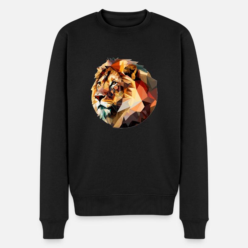 Vector Lion's Head Profile Gift - Men's Premium Organic Jumper - black