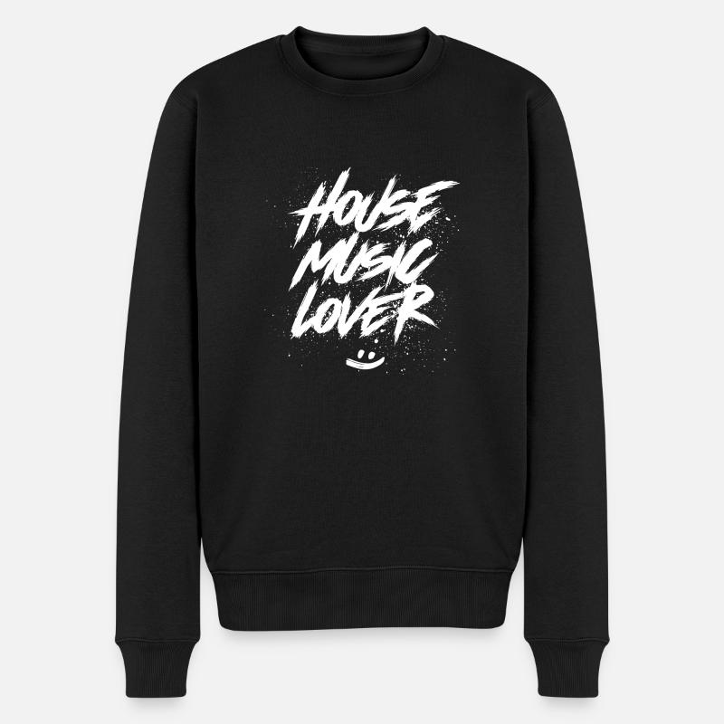 House Music Lover - Männer Premium Bio Pullover - Schwarz