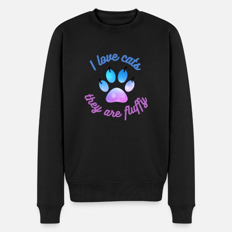 Ich liebe Katzen - Männer Premium Bio Pullover - Schwarz