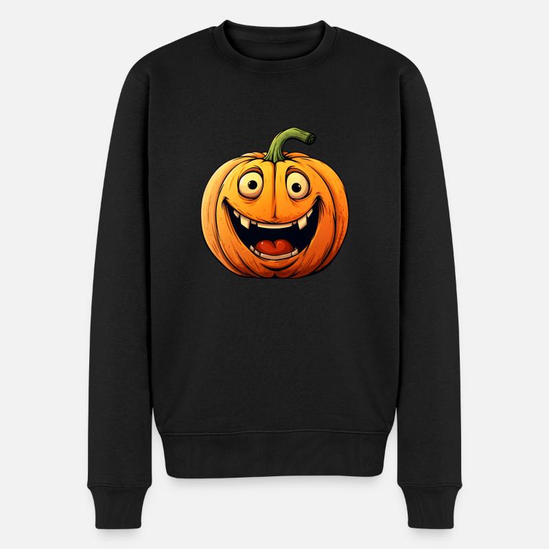 Halloween Kürbis - Männer Premium Bio Pullover - Schwarz