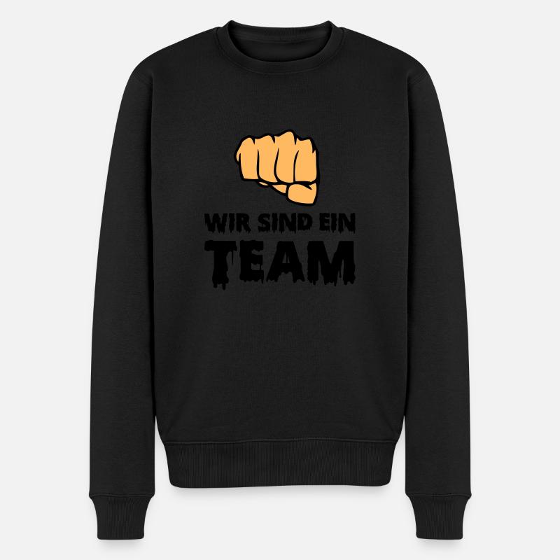 wir sind ein team - Männer Premium Bio Pullover - Schwarz