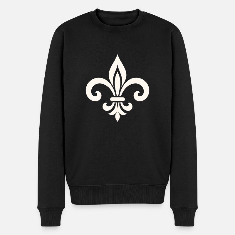 Fleur de Lis - Männer Premium Bio Pullover - Schwarz