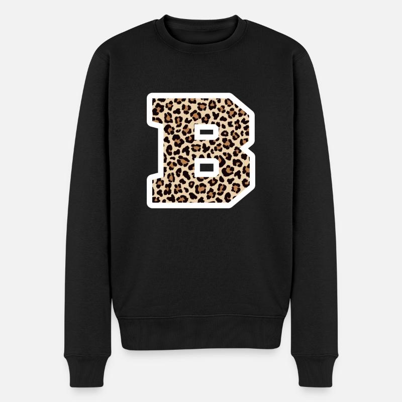 Buchstabe B Leopardenmuster - Geschenkidee zum Geburtstag - Männer Premium Bio Pullover - Schwarz
