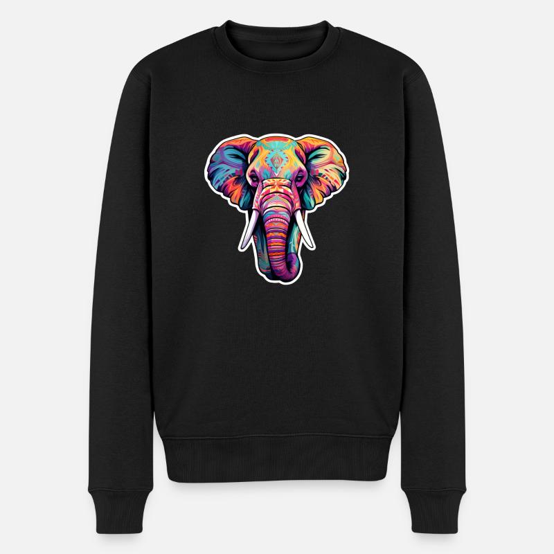 Éléphant psychédélique - Pull Premium bio Homme - noir