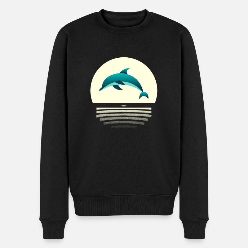Delfin im Sprung - Männer Premium Bio Pullover - Schwarz