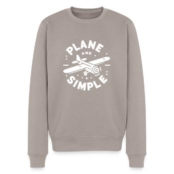 Ebene und einfach - Männer Premium Bio Pullover - Taupe - Vorne - Nico (187cm)