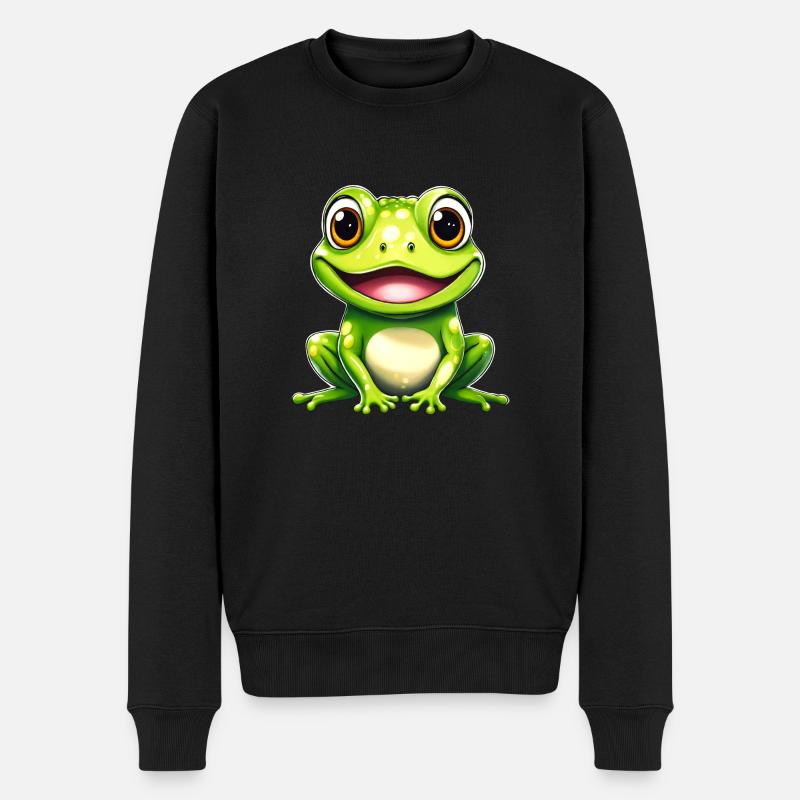 Frosch Grün Frosch Frosch - Männer Premium Bio Pullover - Schwarz
